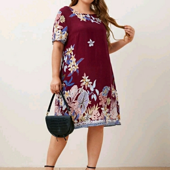 #26 Brand New Plus Maroon Tunic Dress - Picture 2 of 8